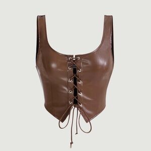 Shein leather lace up top